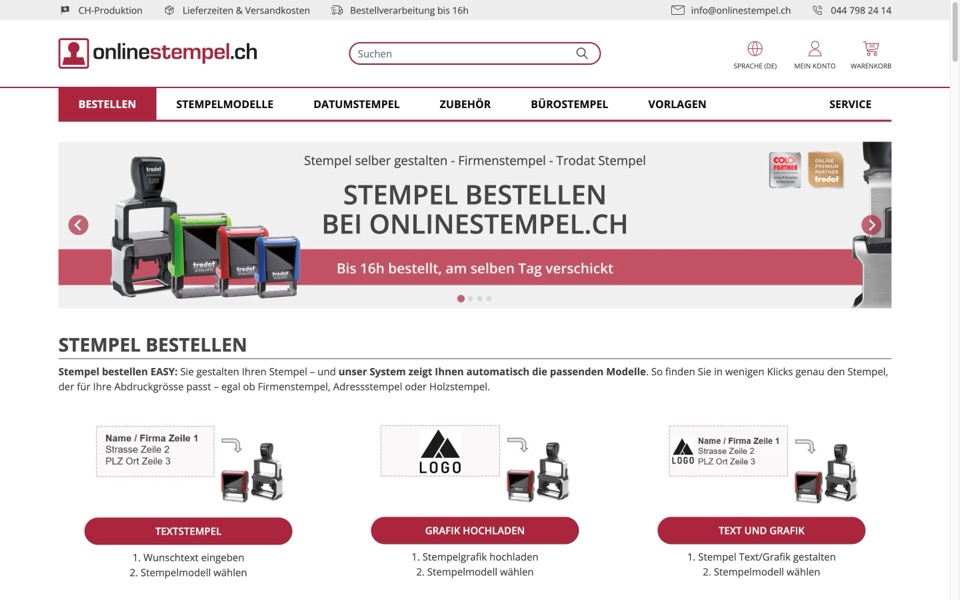 Screenshot von Onlinestempel